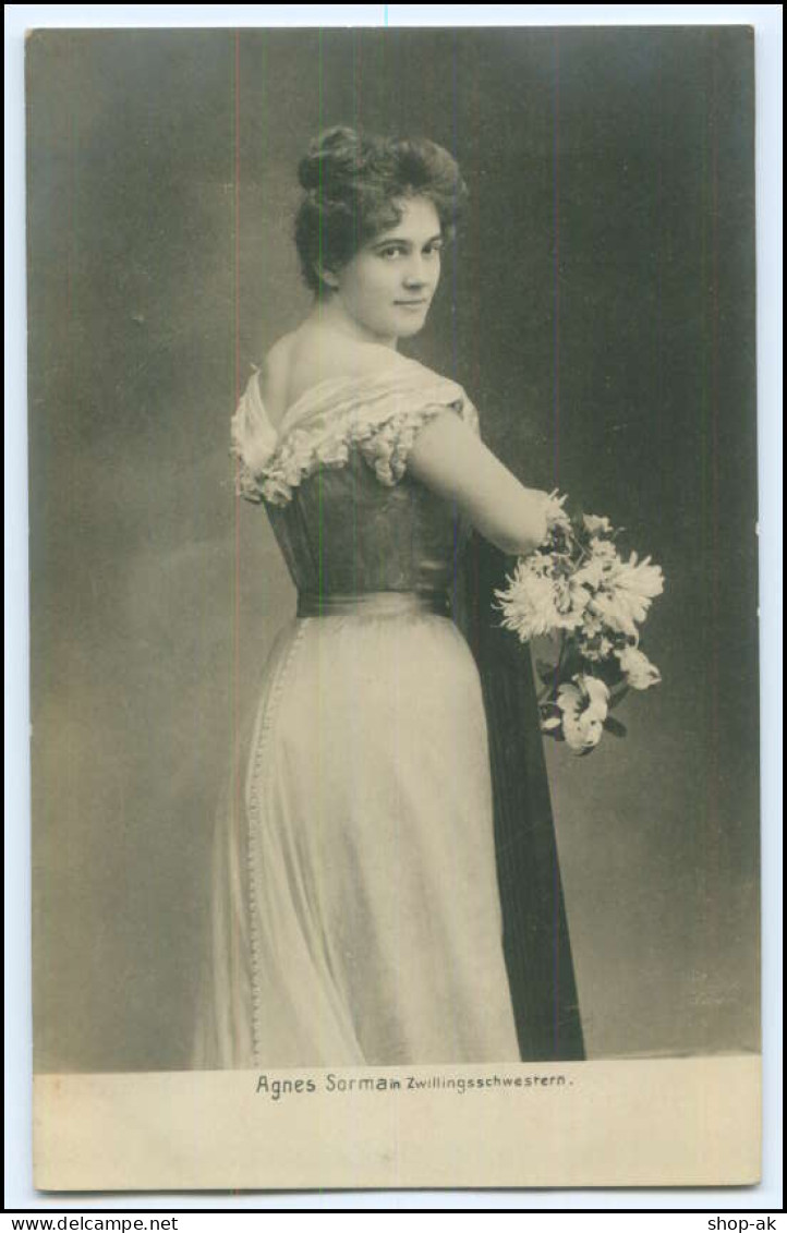 Y2993/ Schauspielerin Agnes Sorman  Theater Foto AK Ca.1900  - Artistas