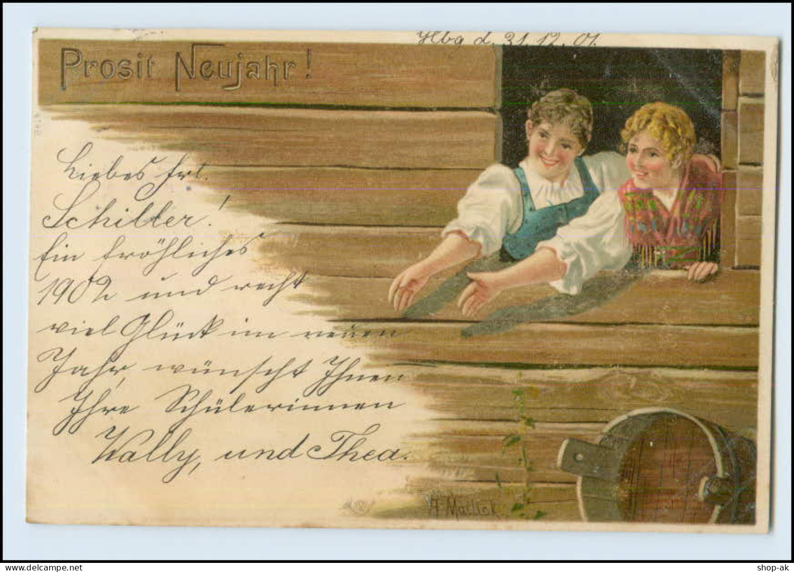 N7766/ Mailick Litho AK  Neujahr 1902 - Mailick, Alfred