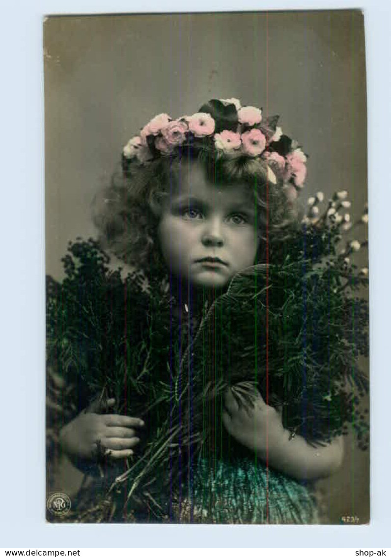 X1K64/ Mädchen Mit Kopfschmuck Blumenkranz NPG Foto AK 1905 - Autres & Non Classés