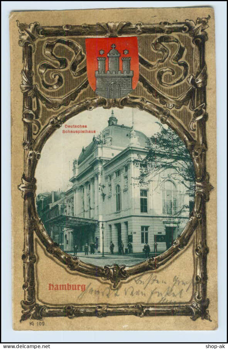 N5932/ Hamburg St. Georg Schauspielhaus  Knackstedt & Näther AK  Wappen 1905 - Mitte