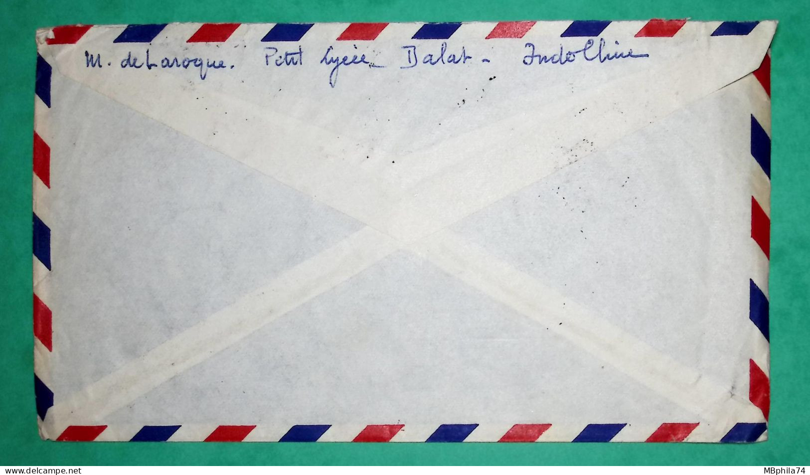 LETTRE PAR AVION DALAT INDOCHINE POUR LE CREUSOT SAONE ET LOIRE 1951 COVER FRANCE - Posta Aerea