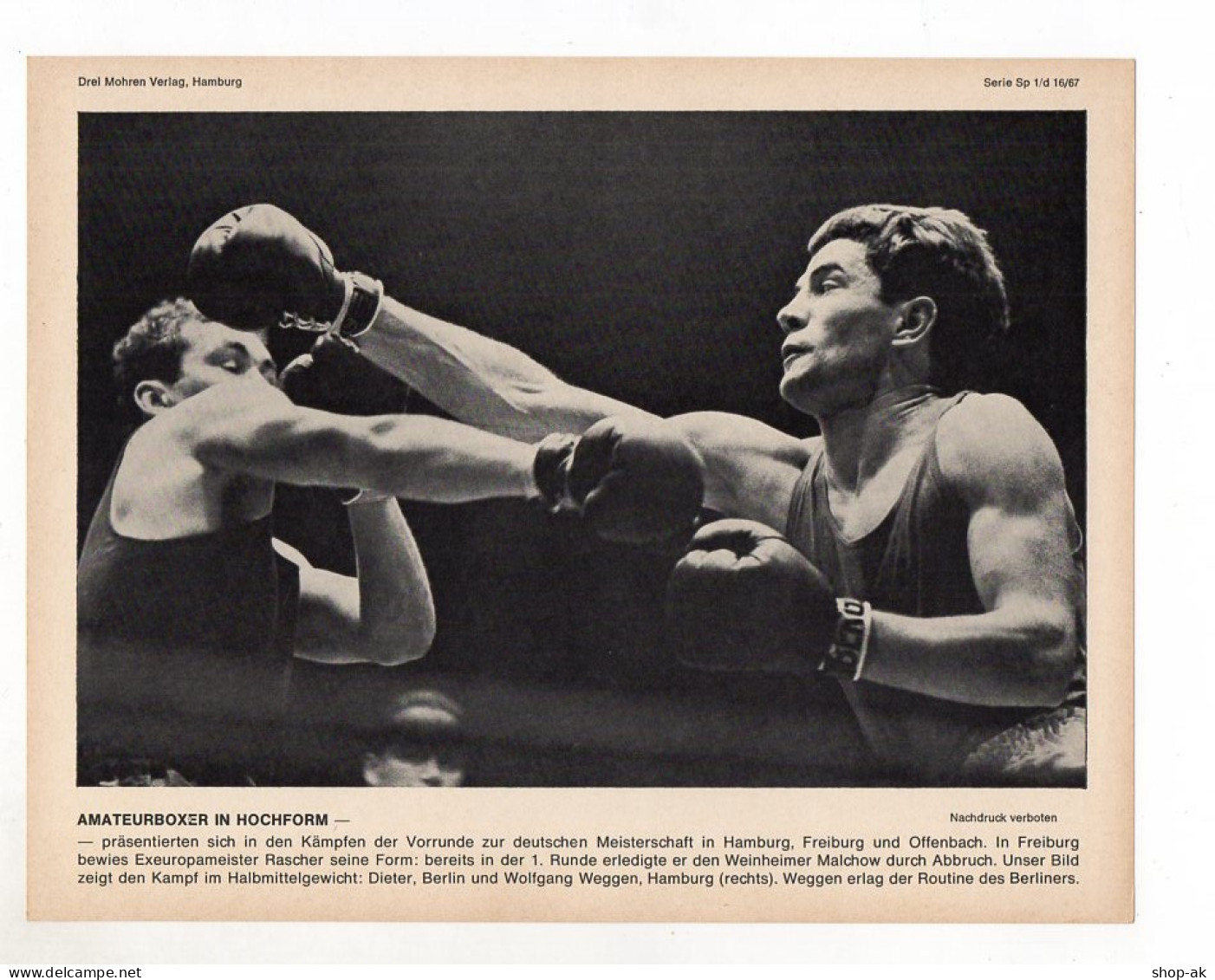 FP223/ Boxen Dieter (Berlin - Wolfgang Weggen (Hamburg) 1967  23 X 17 Cm - Olympische Spiele