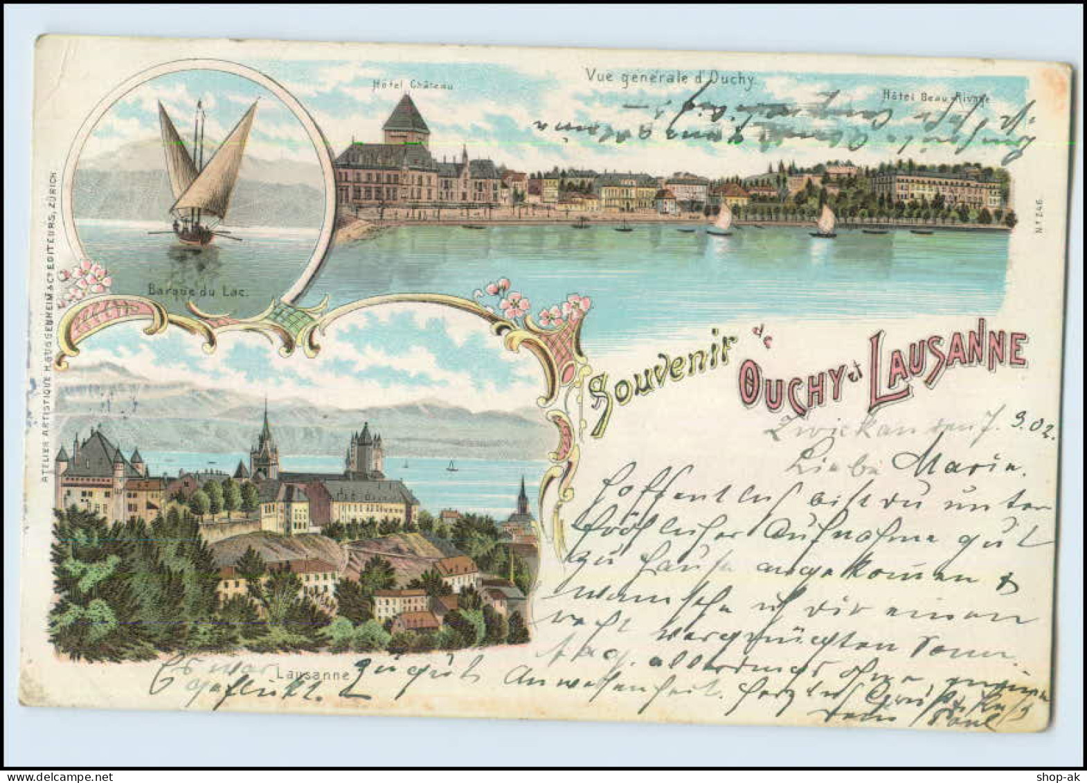 N2578/ Souvenir De Ouchy-Lausanne In Der Schweiz Suisse Svizzera Litho AK 1902 - Sonstige & Ohne Zuordnung