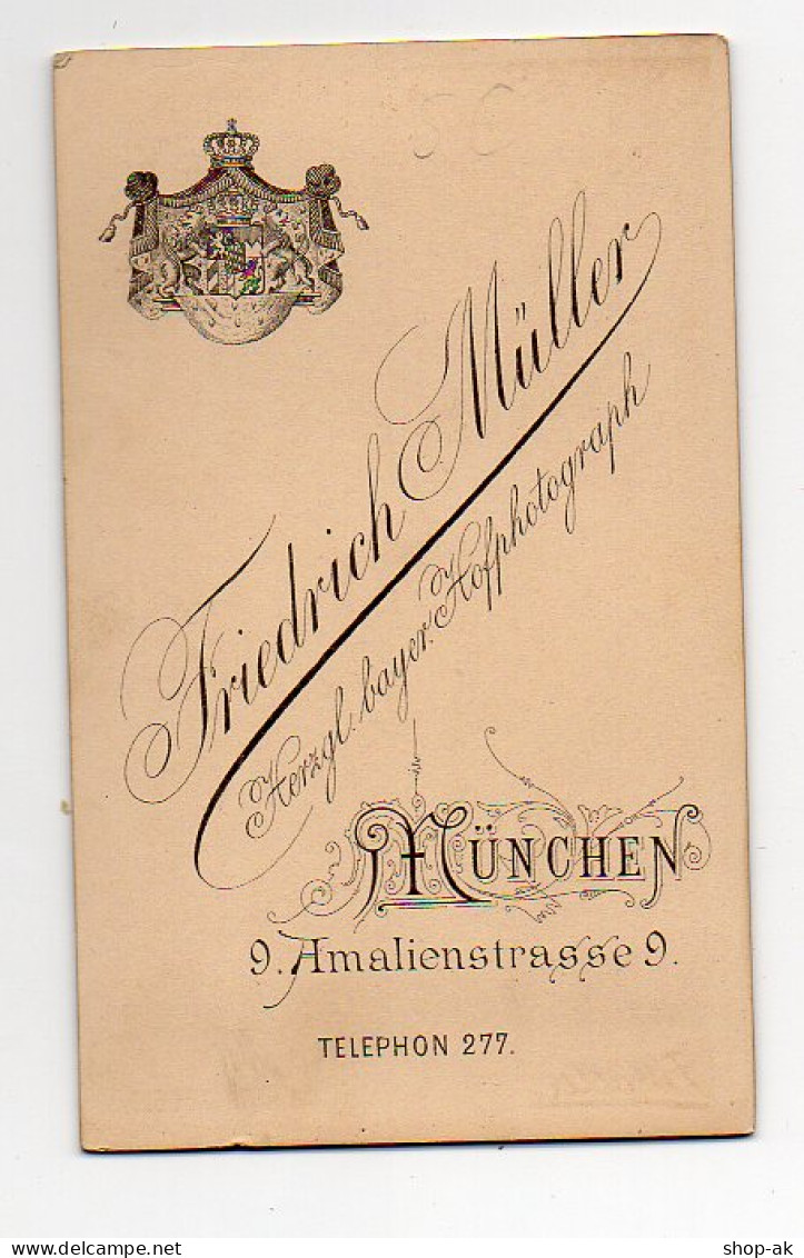 Y15005/ CDV Foto Junge Hübsche Frau  Atelier Fr. Müller, München 1888 - Autres & Non Classés