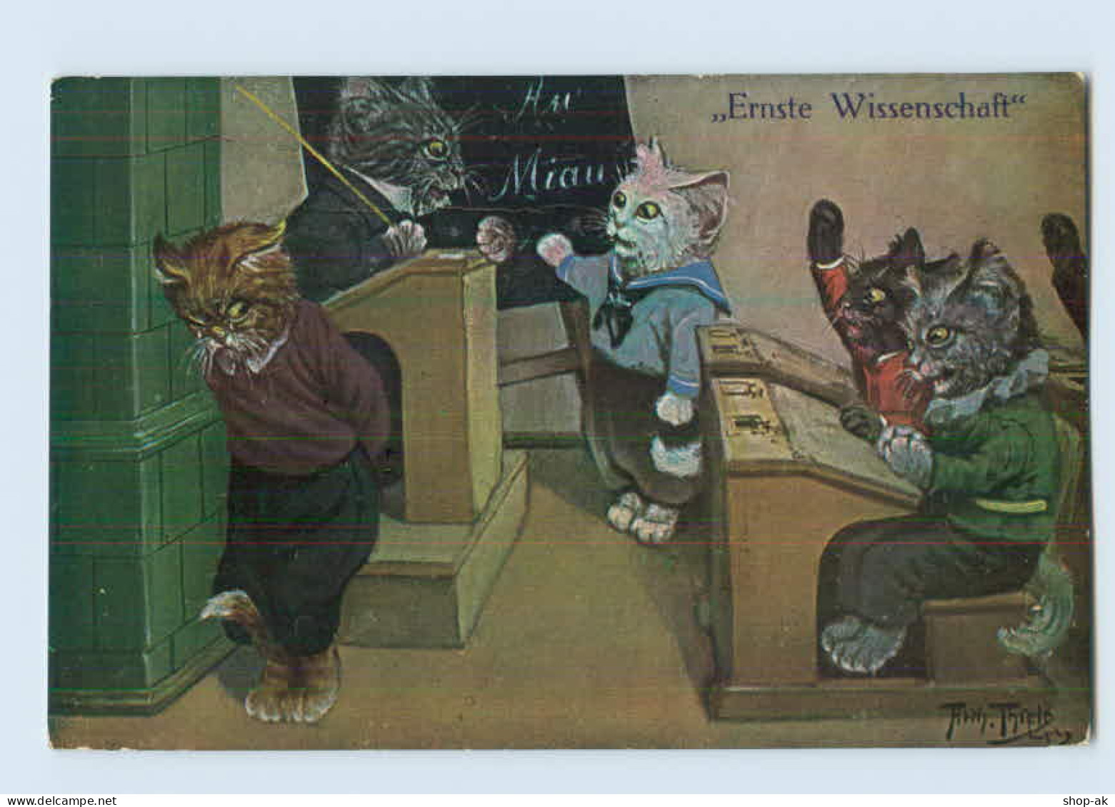 M009/ Arthur Thiele  Katzen In Der Schule "Ernste Wissenschaft" AK Ca.1912 - Thiele, Arthur