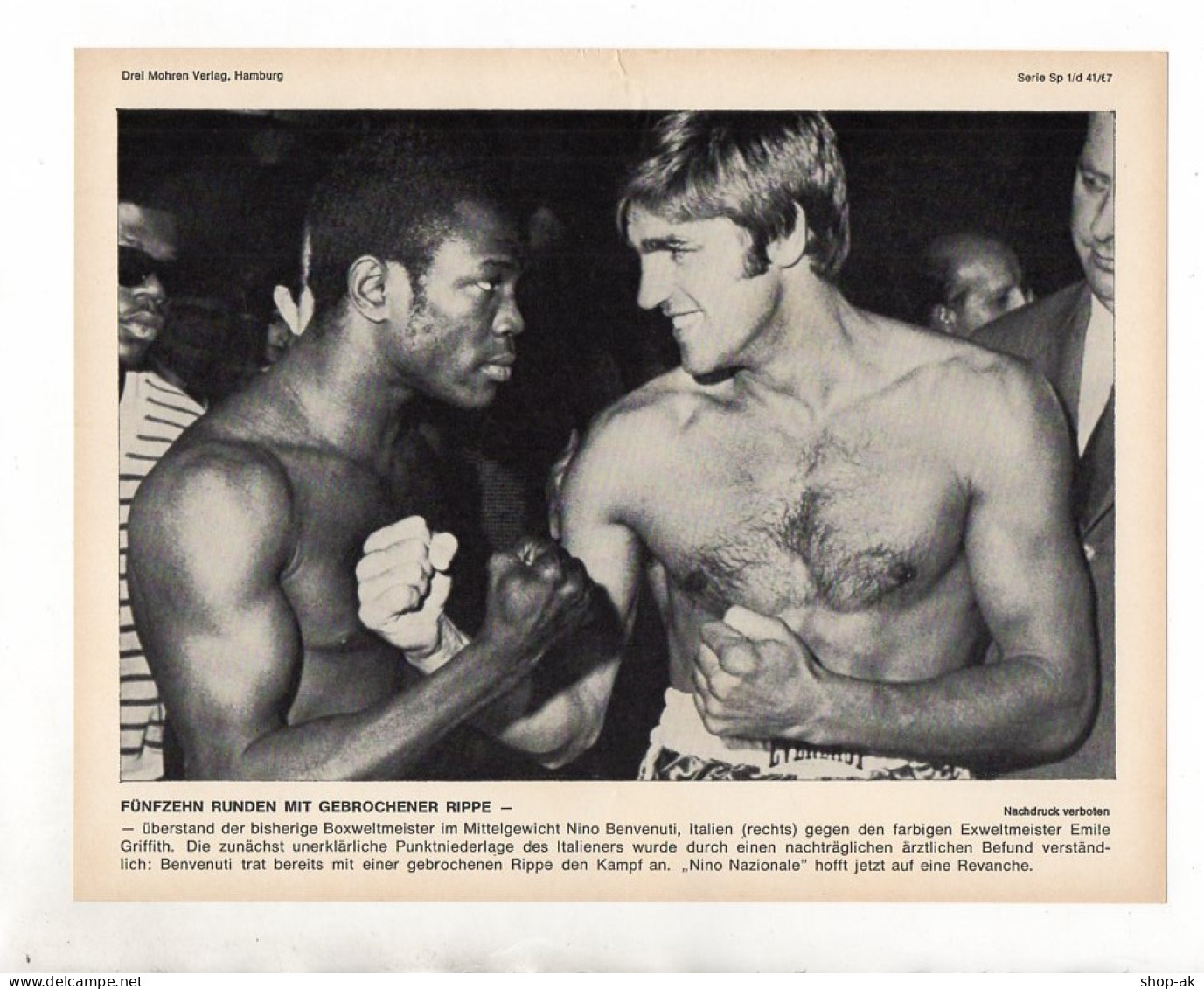 FP198/ Boxen Nino Benvenuti (Italien) - Emile Griffith  1967  23x17 Cm - Olympische Spiele