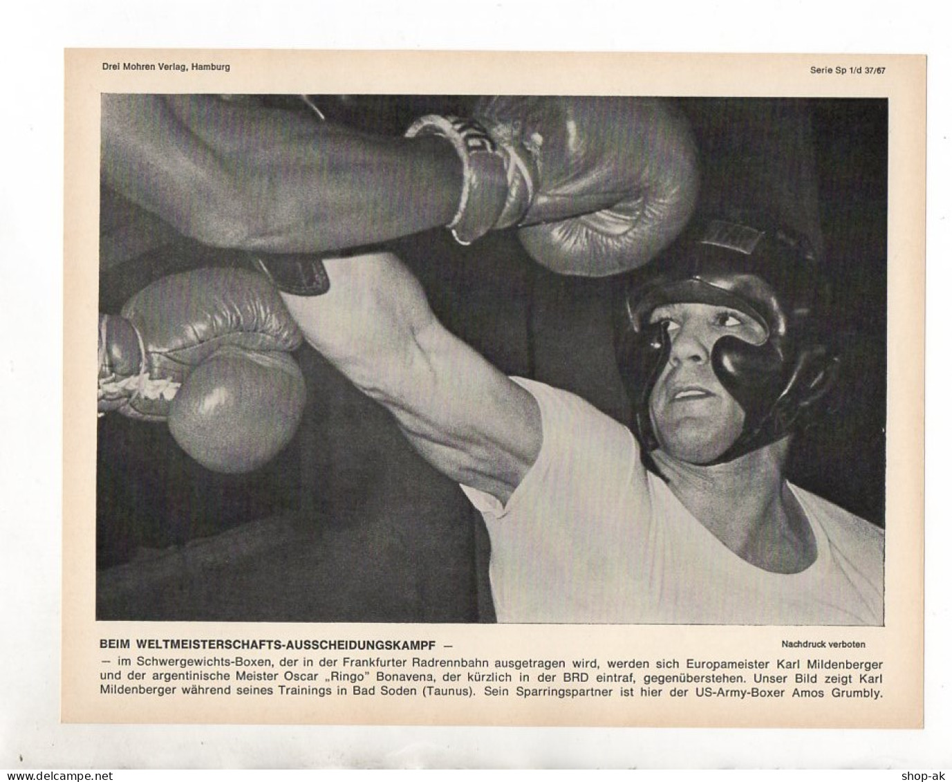 FP177/ Boxen Karl Mildenberger Sparringspartner Amos Grumbly  1967  23 X 17 Cm - Olympische Spiele