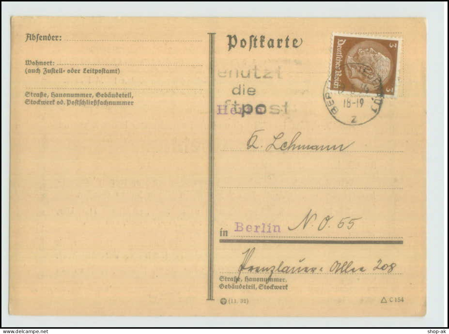 Y1929/ Verein Ehemaliger 2. Garde-Ulanen  Todesmitteilung 1934 AK Berlin - Guerra 1914-18