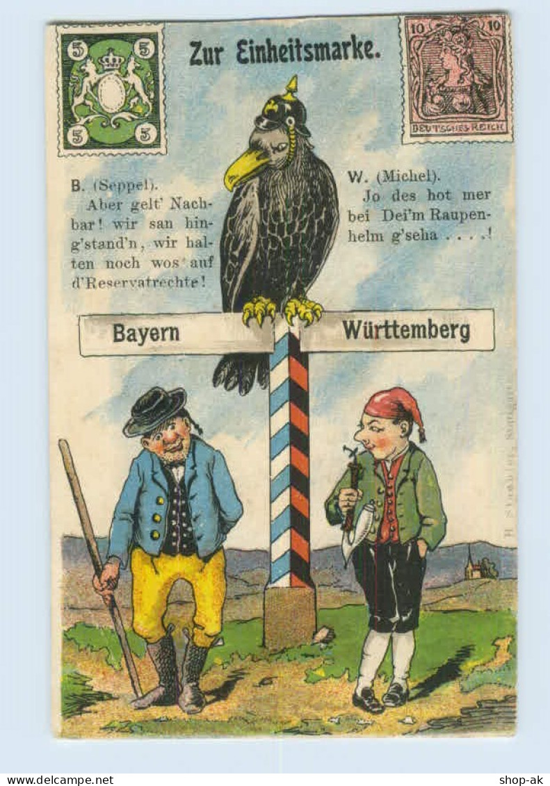 L912/ Das Ende Der Bayrischen + Württ.  Briefmarken Litho AK Adler Michel - Poste & Facteurs