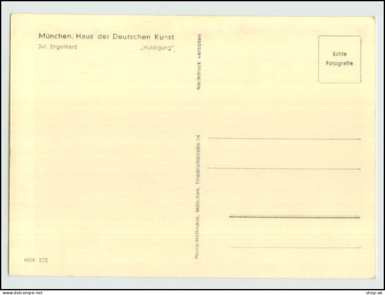 N5572/ Haus Der Deutschen Kunst HDK 522 "Huldigung" V. Jul. Engelhard  Mode AK - Mailick, Alfred