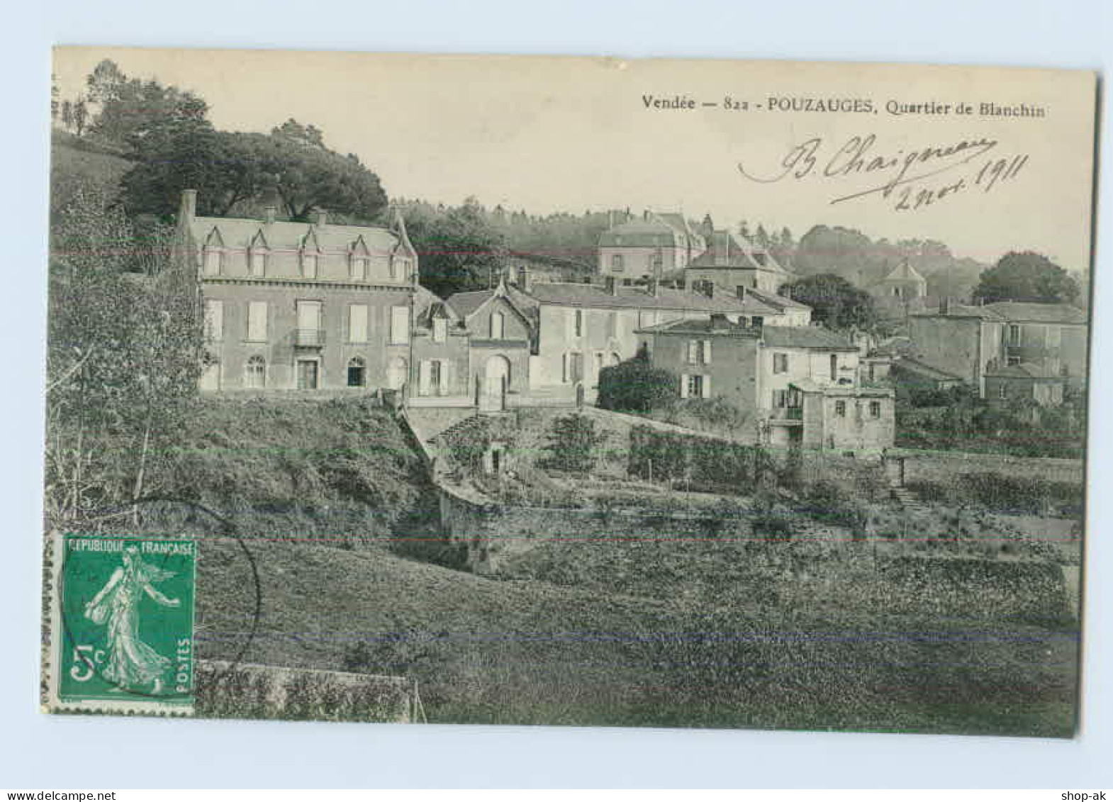 B595/ Frankreich Pouzauges Quartier De Blanchin 1911 AK - Other & Unclassified