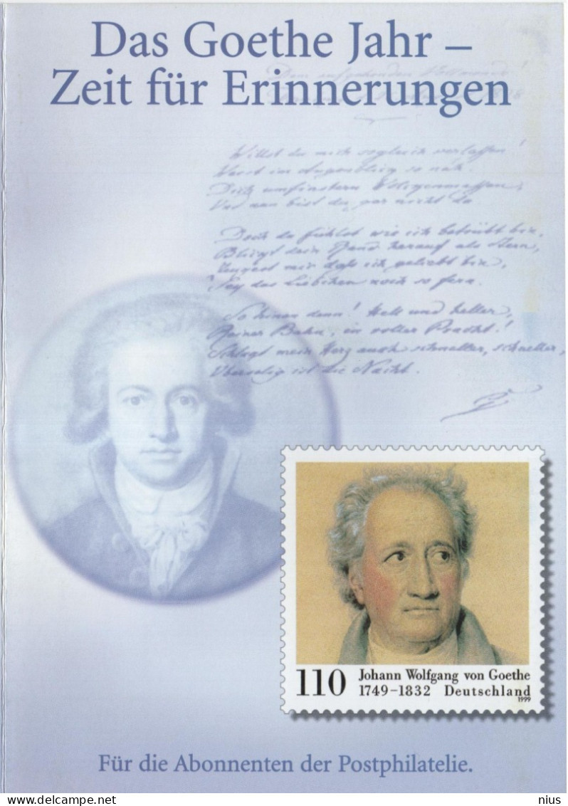 Germany Deutschland 1999 Johann Wolfgang Von Goethe, German Polymath And Writer, Canceled In Bonn - 1991-2000