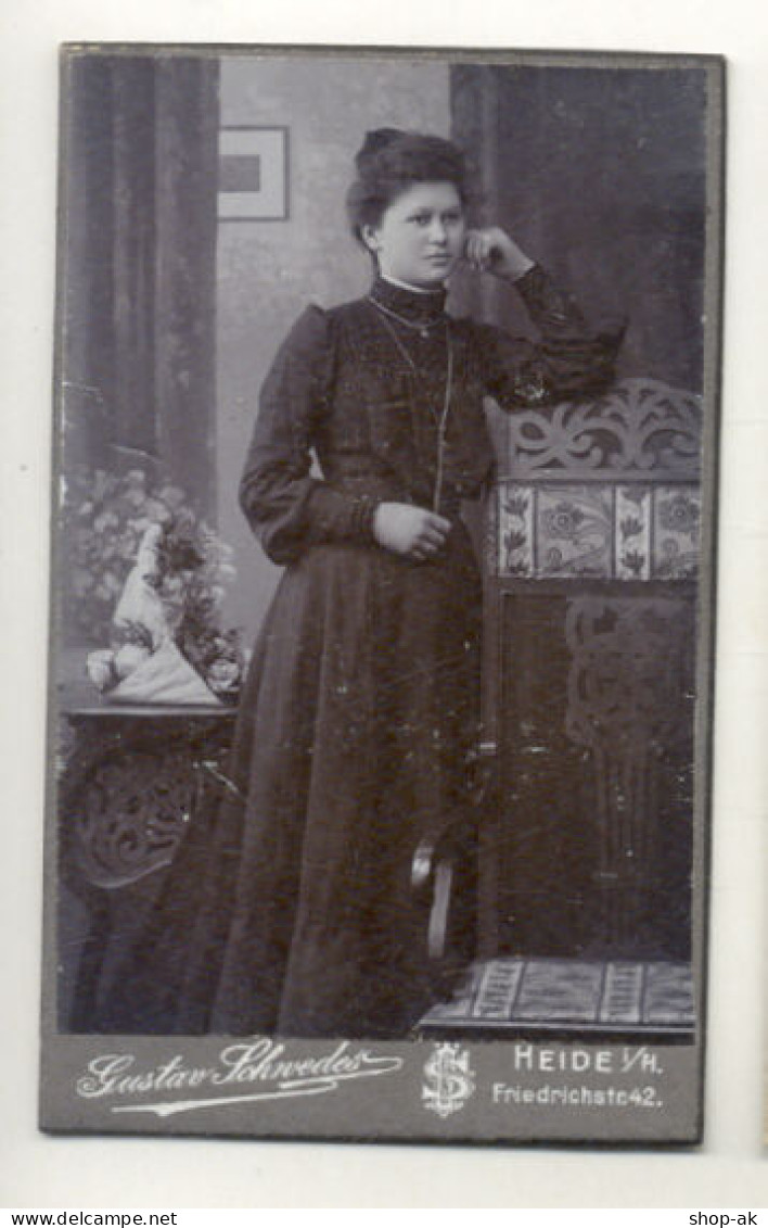 Y896/ CDV Foto Junge Frau  Atelier Gustav Schweder, Heide I. H.  Ca.1905 - Altri & Non Classificati