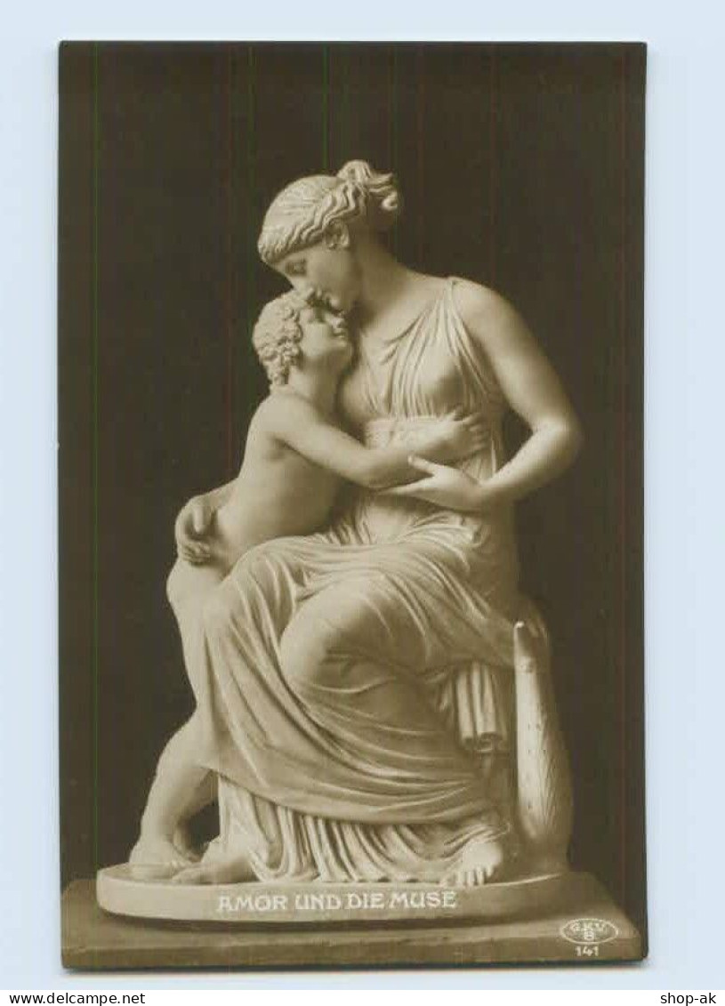 H153/ Skulpturen Foto AK Amor Und Die Muse  Ca.1912 - Sculptures