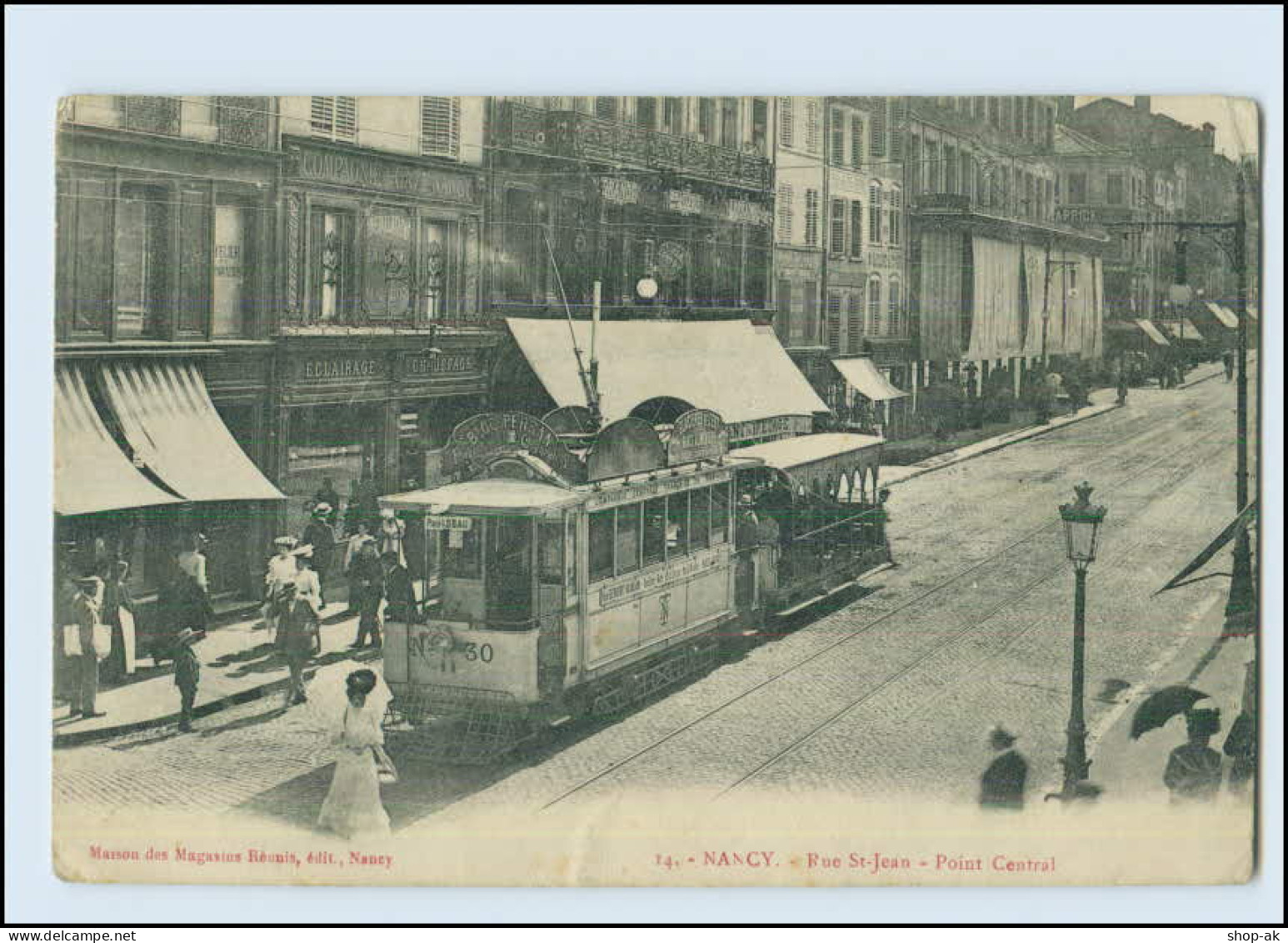 N4533/ Nancy Frankreich France Rue St-Jean Point Central Straßenbahn AK Ca.1915 - Other & Unclassified