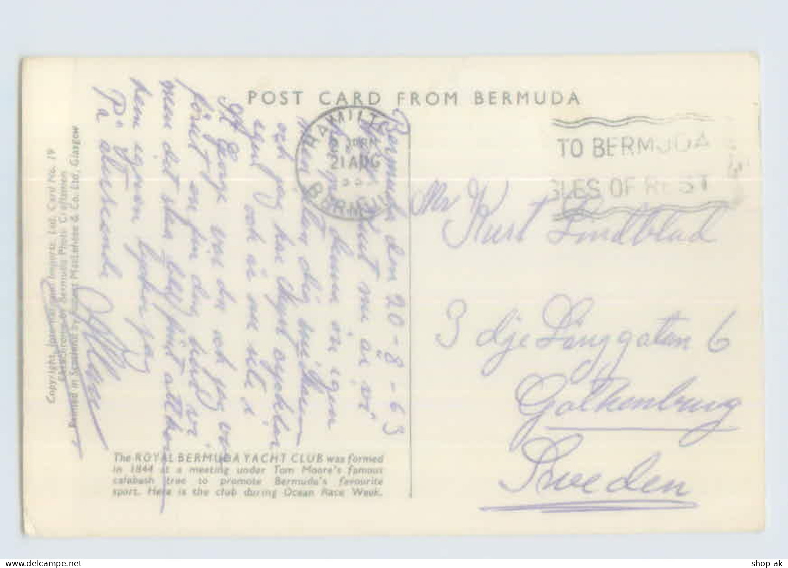 X1T45/ Bermuda  The Royal Bermuda Yacht Club  AK 1963 - Sonstige & Ohne Zuordnung