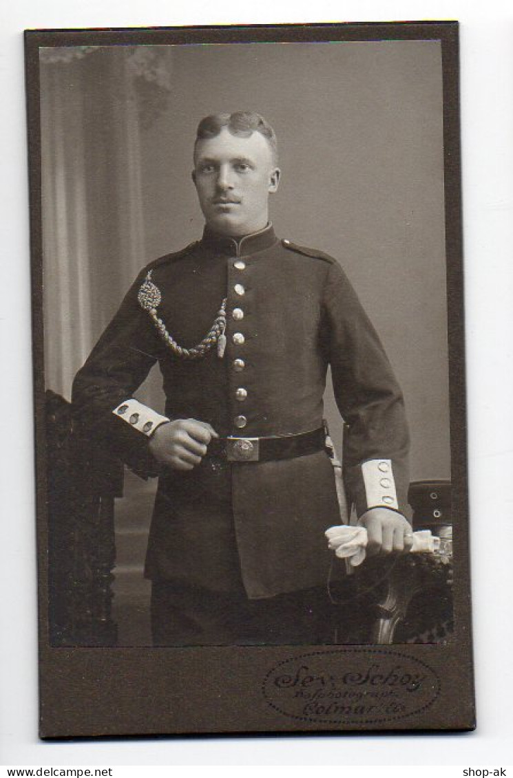 Y634/ CDV Foto Soldat Militär Atelier Sev. Schoy, Colmar Elsaß  Ca.1910 - Autres & Non Classés