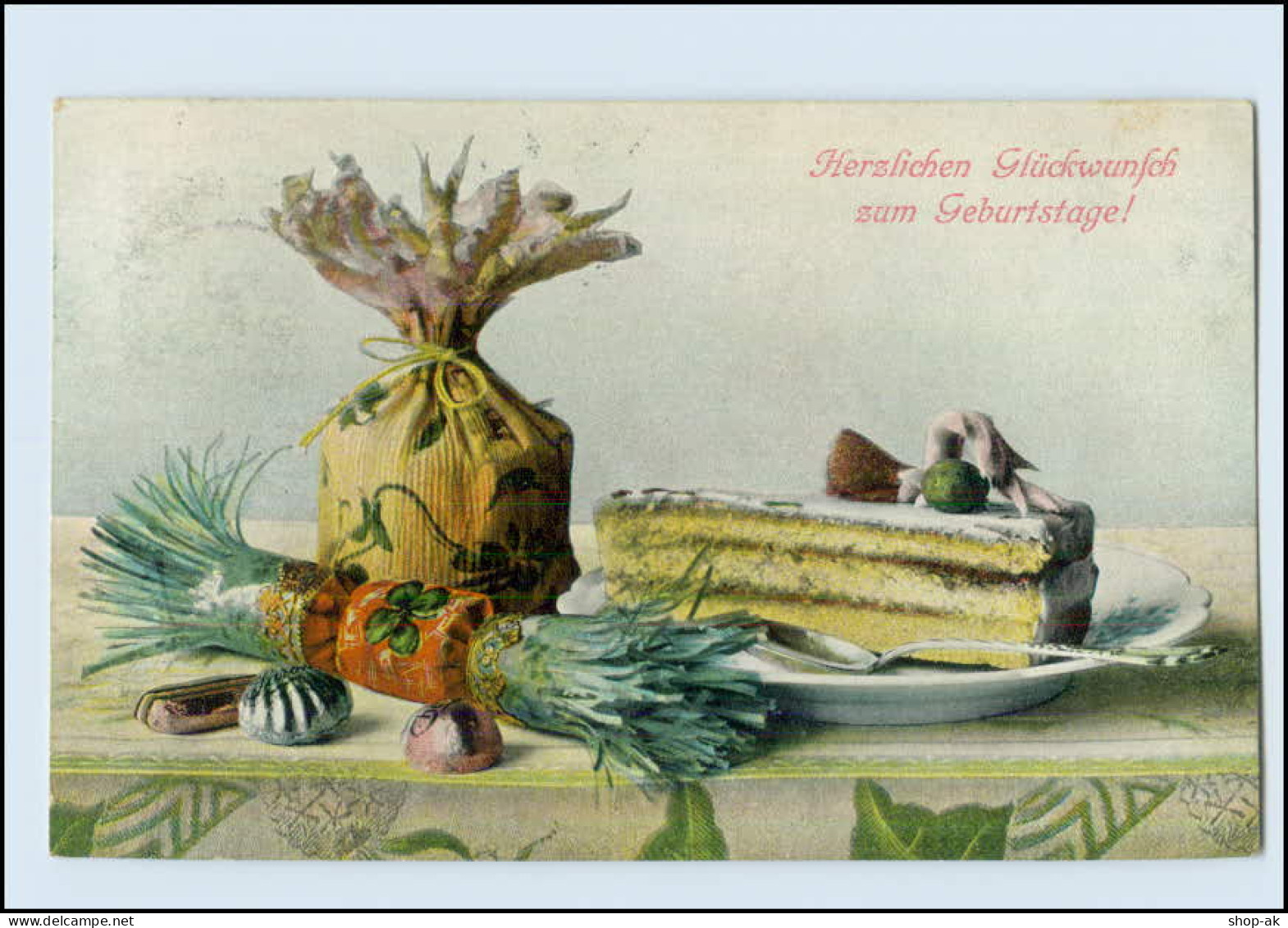 Y580/ Geburtstag Geschenke Kuchen Schöne AK 1907 - Birthday