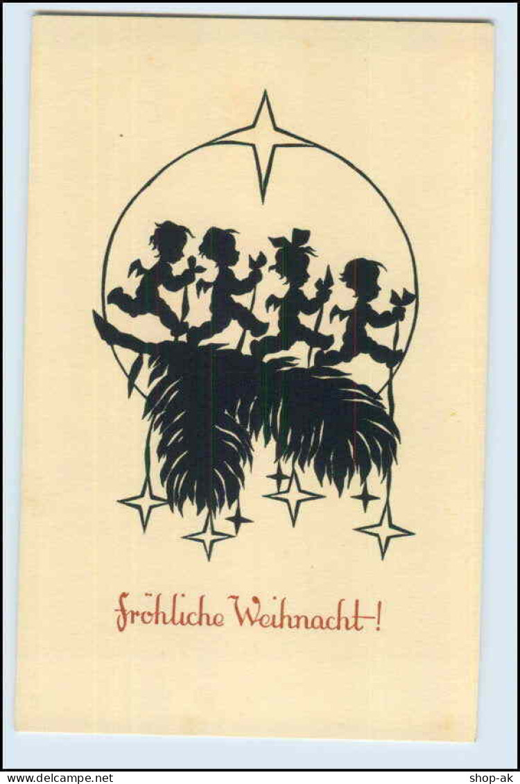 W6E56/ Weihnachten Engel Schattenbild AK Boldt Kaiser-Karte Ca.1930 - Sonstige & Ohne Zuordnung