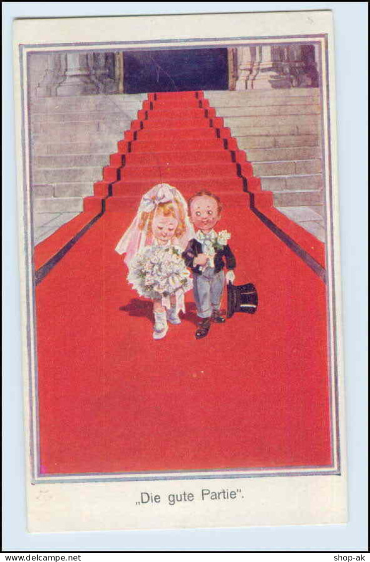 W6G73/ "Die Gute Partie" Hochzeit Brautpaar  Schöne Kinder Künstler AK Ca.1920 - Autres & Non Classés