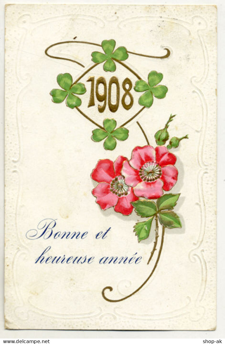 W6G47/ Neujahr Jahreszahlen Litho Präge AK 1908 - Año Nuevo