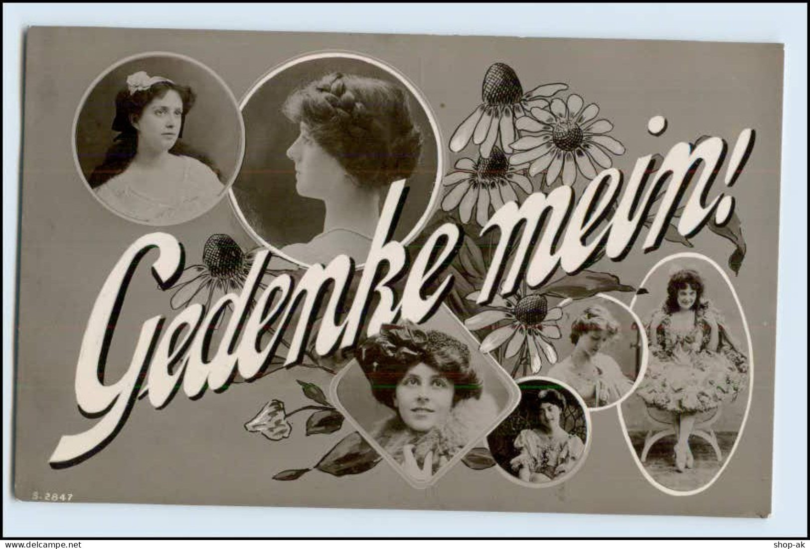 W5U29/ Gedenke Mein! Fotomontage Foto AK Frauen 1906 Verlag: WPK - Photographie