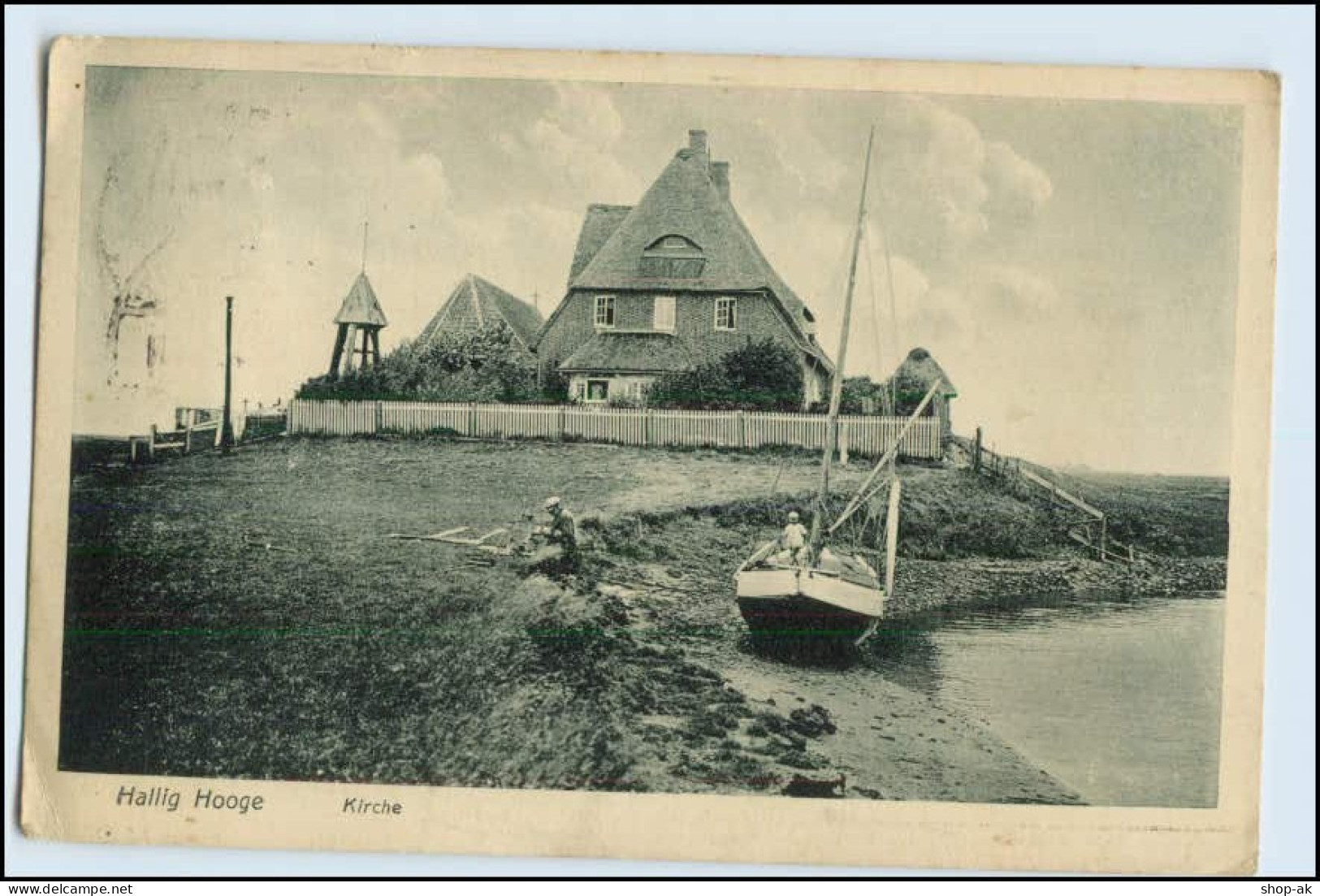 W5U07/ Hallig Hooge Kirche AK 1932 - Halligen