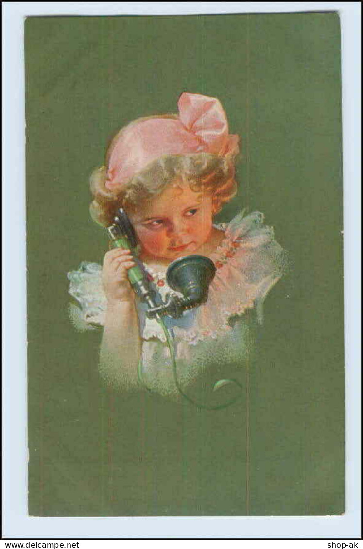 W5U45/ Kleines Mädchen Und Telefon Künstler AK Ca.1925 - Autres & Non Classés