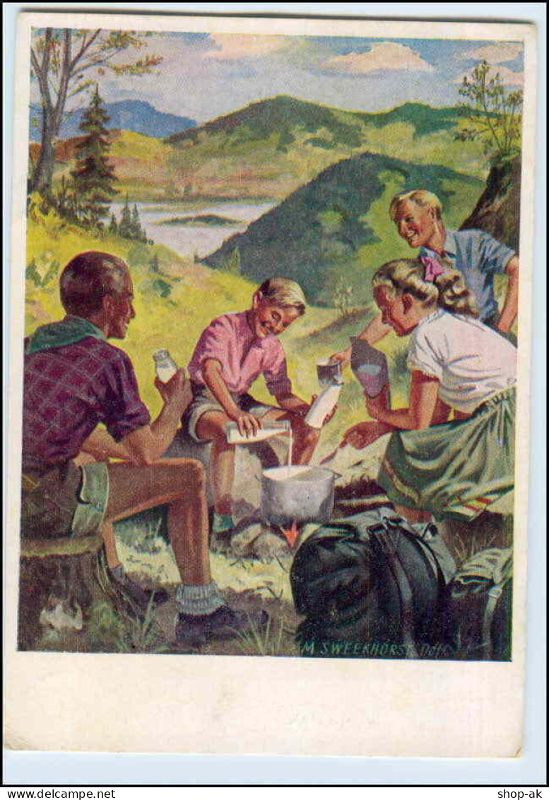 W5P51/ Milch Quelle Der Gesundheit Picknick Künstler AK M. Sweekhorst Ca.1950 - Advertising