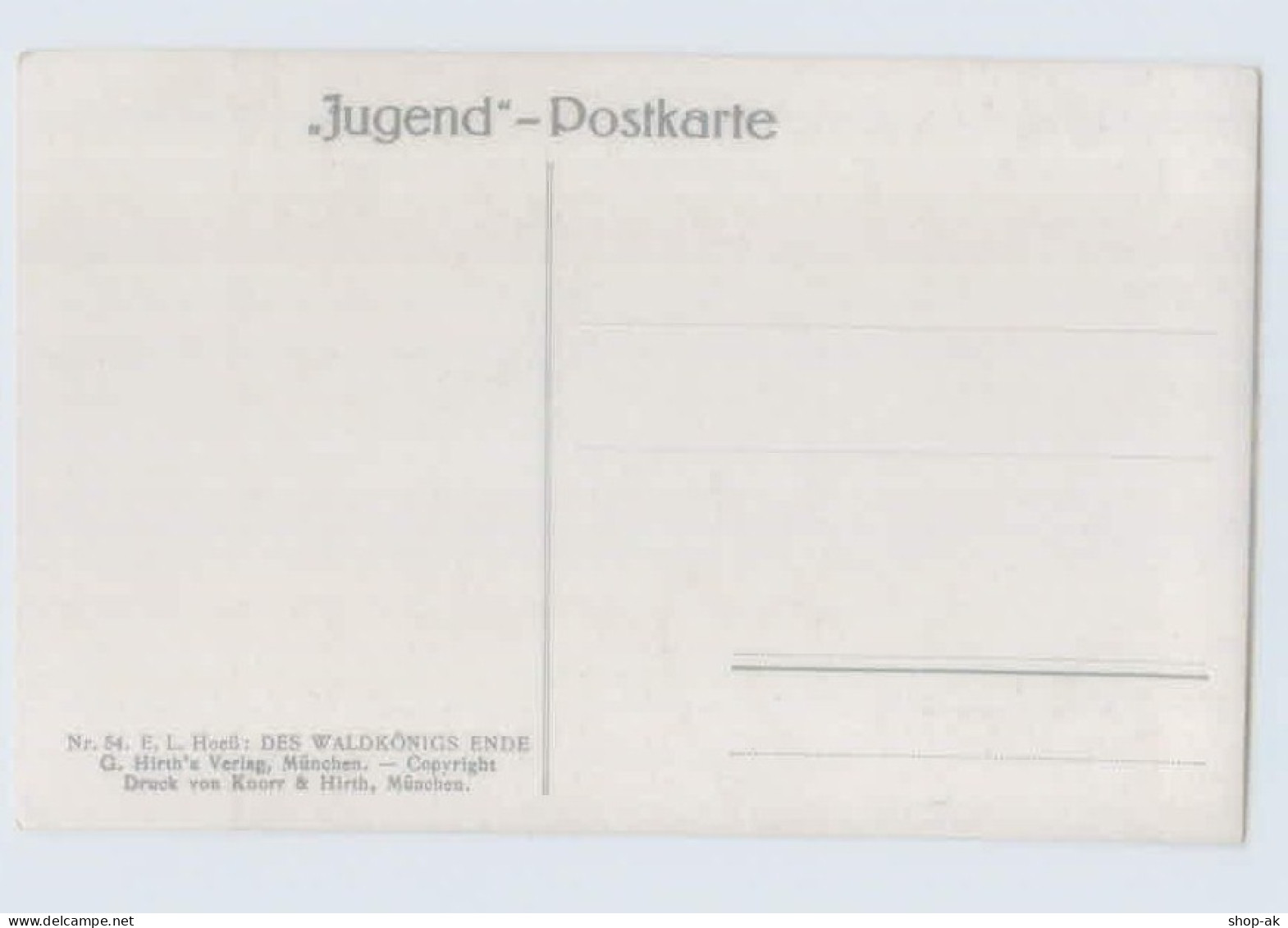 K276/ Jugend-Postkarte AK Von E.L. Hoeß   Toter Hirsch  Ca.1912 - Mailick, Alfred