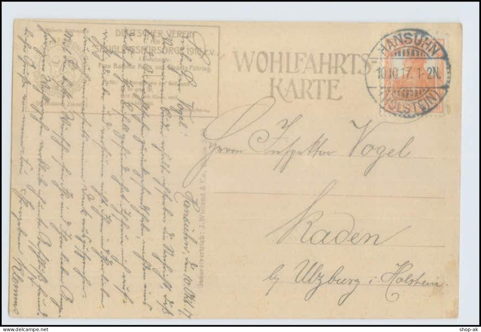 W5H41/ Wohlfartskarte Kinder AK Dt. Verein Für Säuglingsfürsorge AK 1917 - Guerra 1914-18