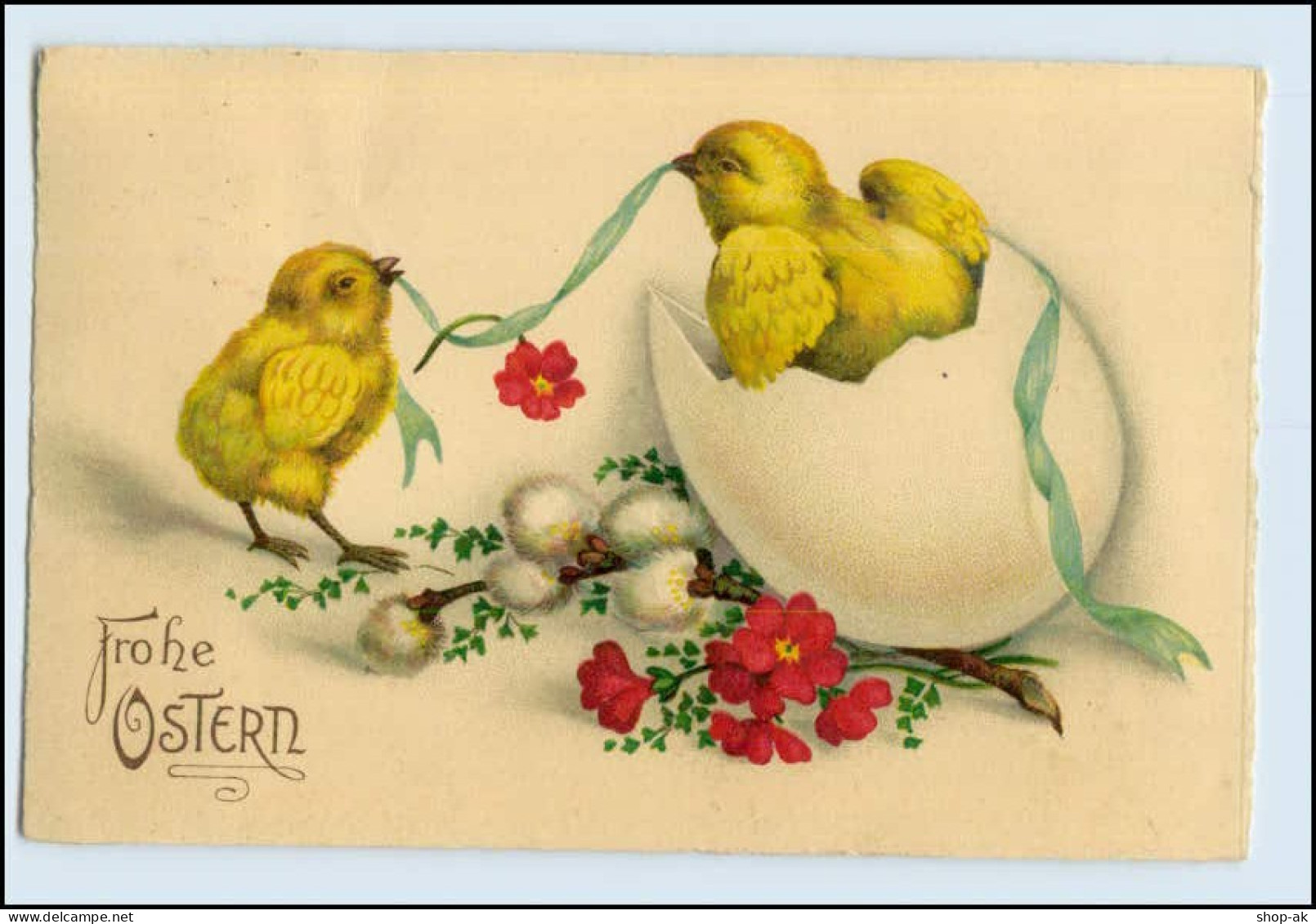 W5J00/ Ostern Frohe Ostern Küken Litho AK - Pâques