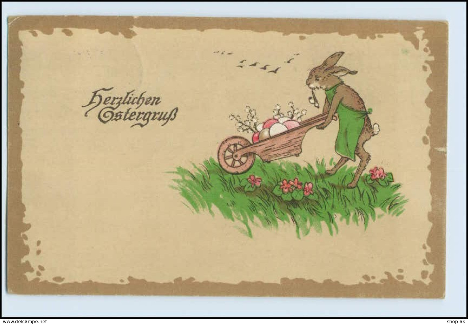 W5L76/ Osterhase Mit Schubkarre Litho AK 1920 - Pâques