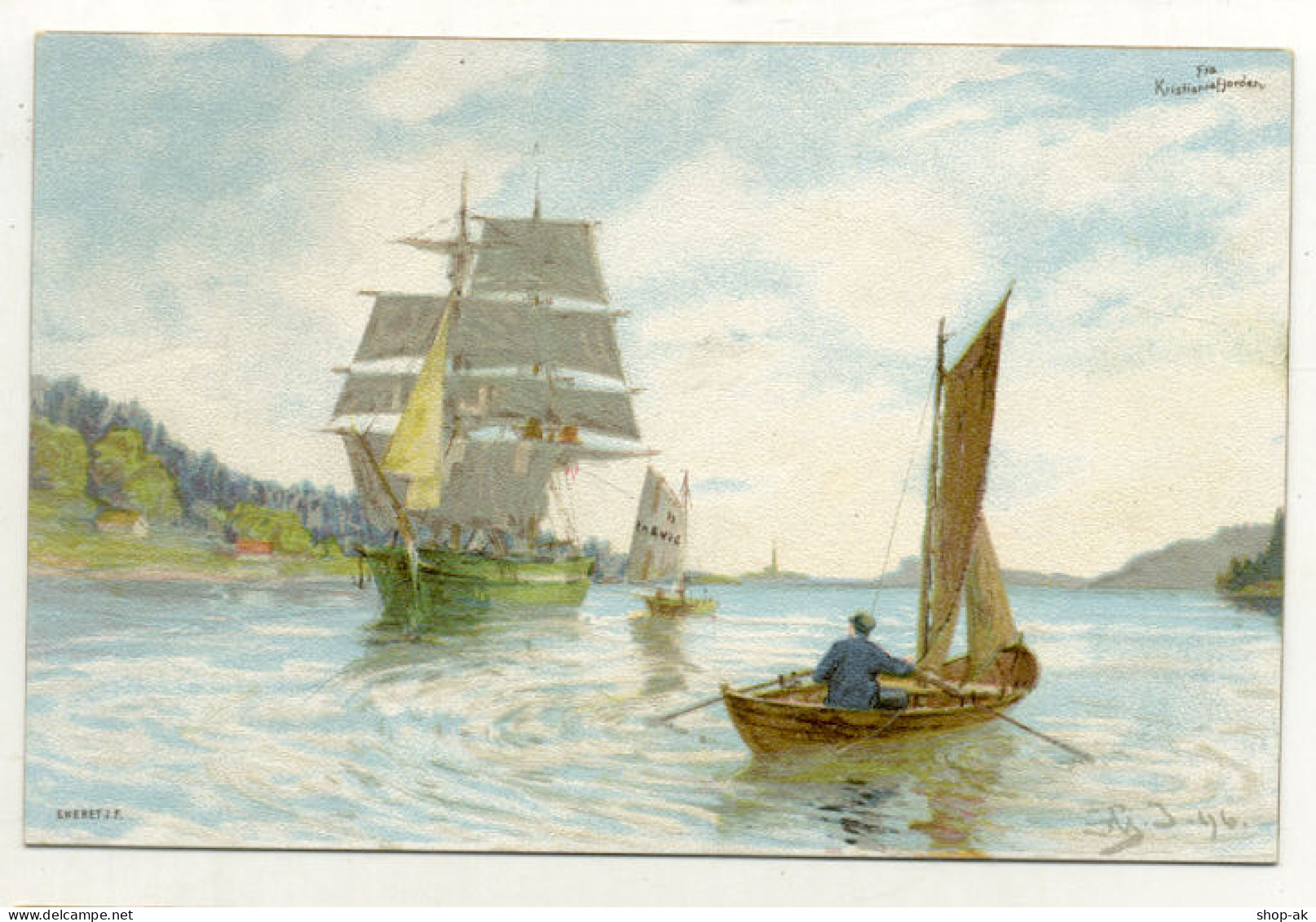 W5J68/ Fra Kristianiafjorden Norwegen Künstler Litho Ak Ca.1900 - Norvège