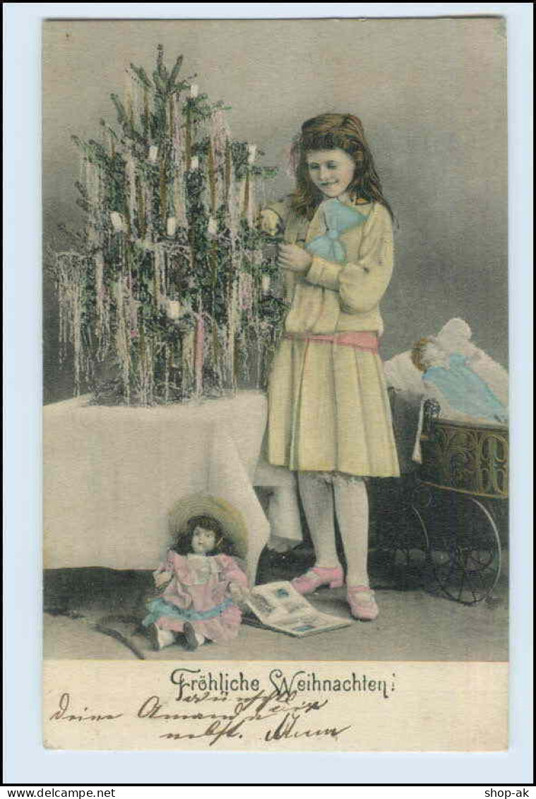 W5B20/ Weihnachten Mädchen Mit Puppe AK 1905 - Otros & Sin Clasificación