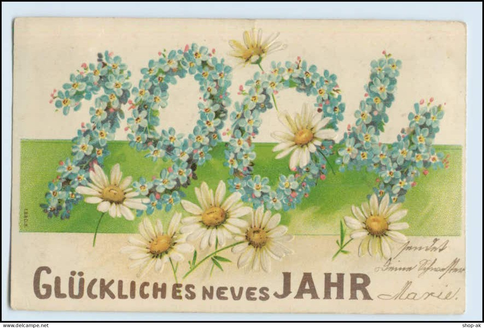 W4R57/ Neujahr Blumen 1903 Litho Prägedruck AK - Año Nuevo