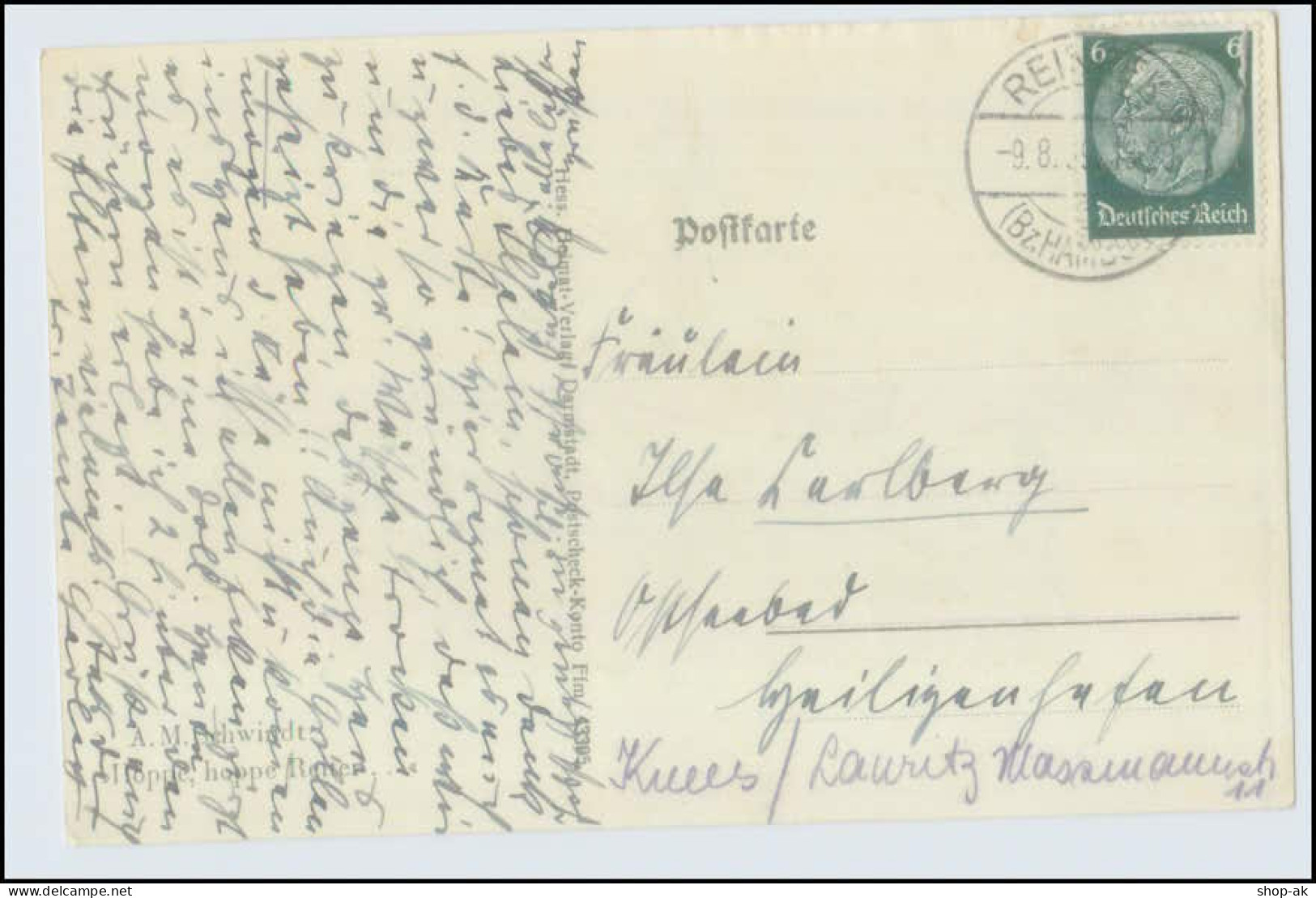 W4W66/ Grashüpfer Schöne Schattenbild AK 1939 A.M. Schwindt - Mailick, Alfred