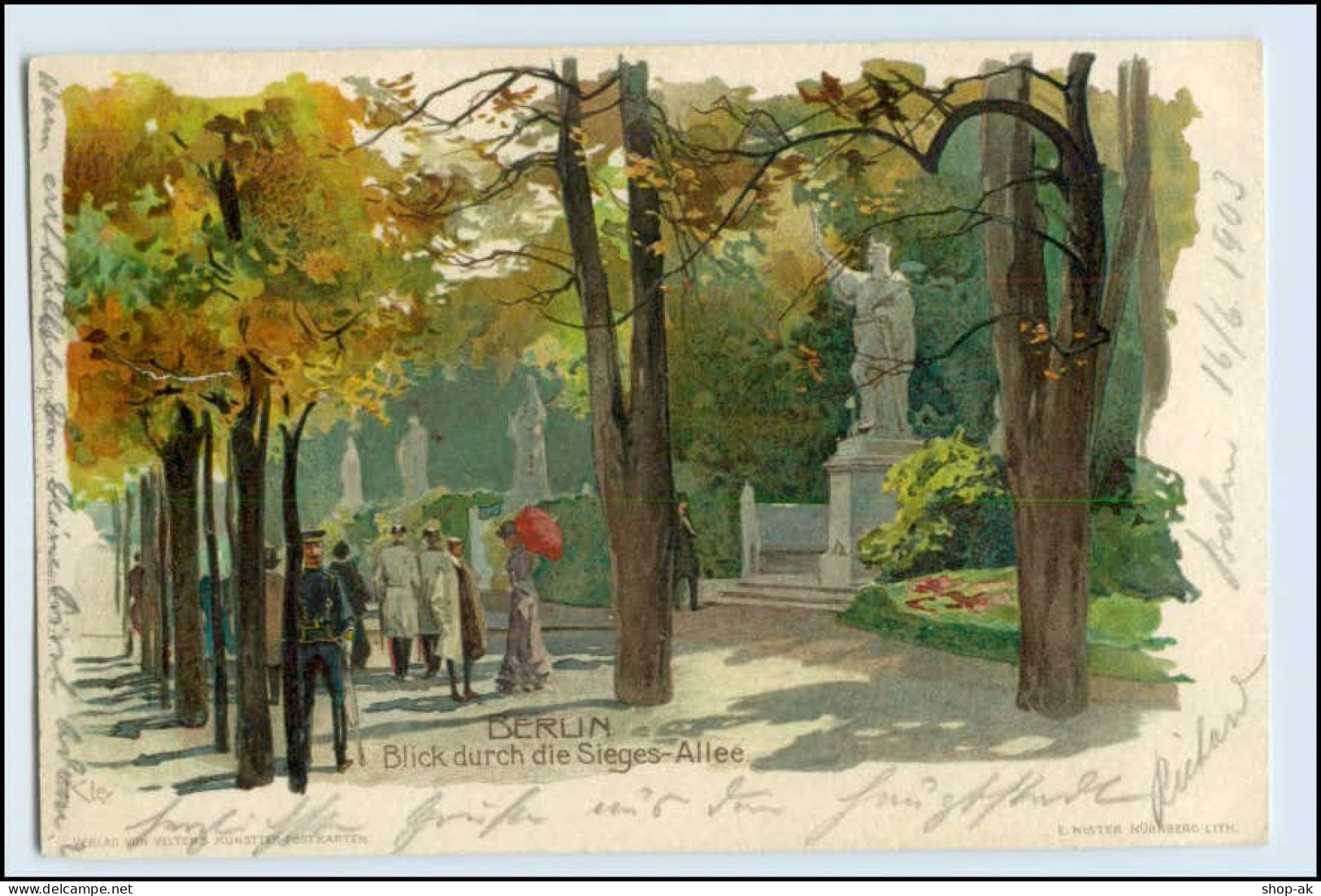 W3N22/ Berlin Sieges-Allee Künstler AK Kley   Litho 1903 - Spandau