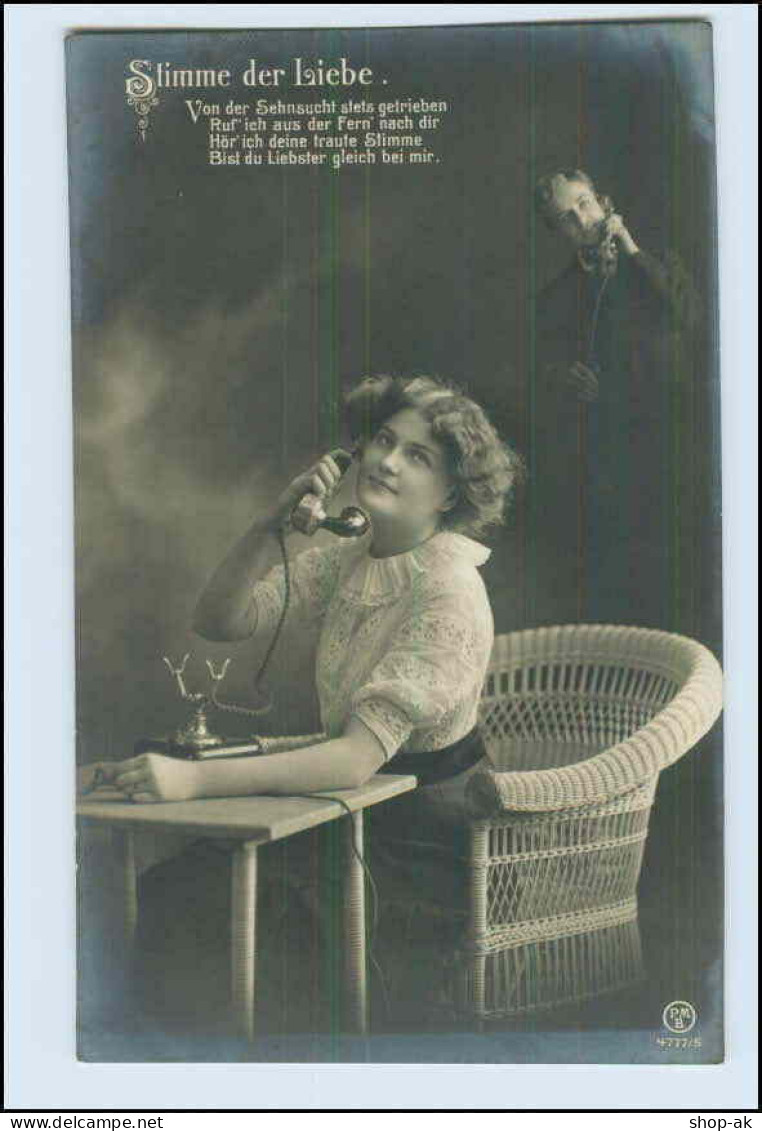 W2D46/ Telefon - Stimme Der Liebe  Fotomontage AK Ca.1910 - Fotografie