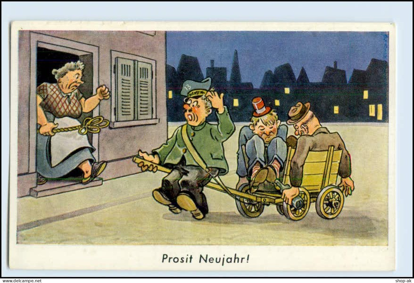 W1D93/ Neujahr Humor AK Betrunkene Männer Ca.1955-60 - Anno Nuovo