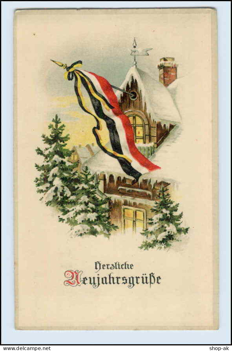 W1D87/ Neujahr Litho AK Fahne Patriotik 1916 - Nouvel An