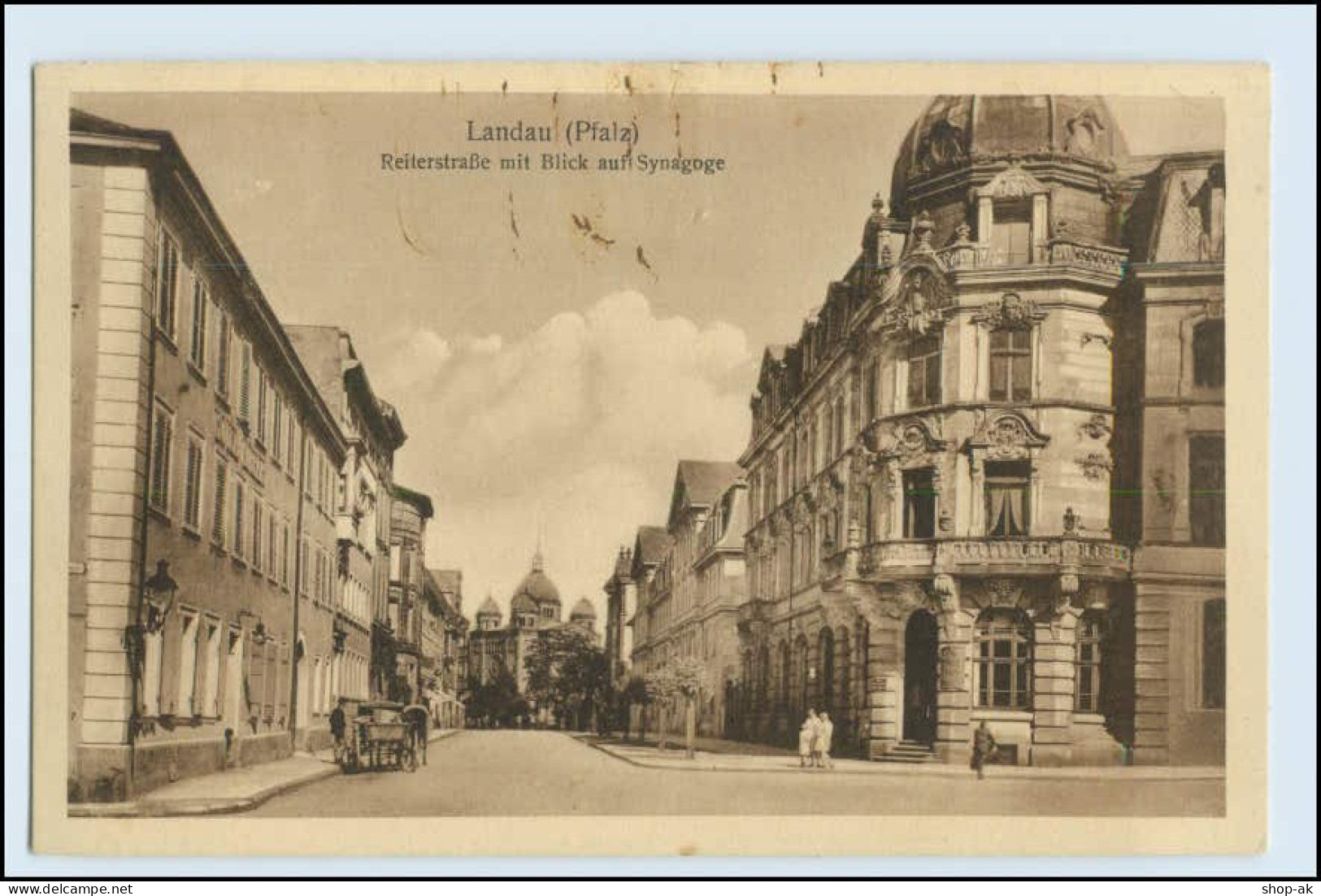 W1J26/ Landau Pfalz Reiterstr.mit Synagoge AK Judaika Ca.1920 - Jodendom