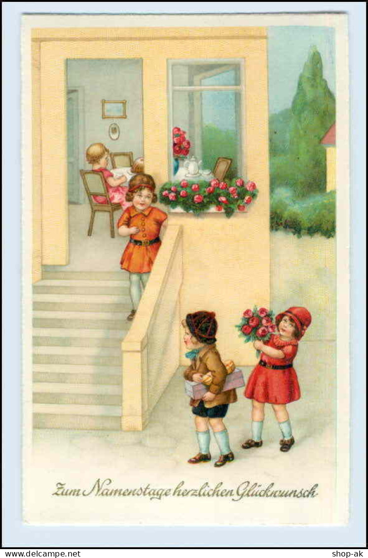 W1B17/ Geburtstag Kinder Bringen Geschenke  Schöne AK Ca.1930 - Anniversaire