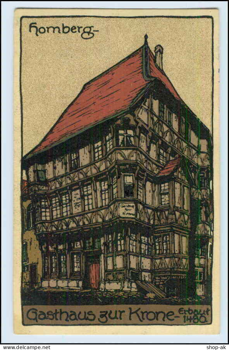 W0N05/ Homberg Efze Gasthaus Zur Krone Steinzeichnung Litho AK 1913 - Otros & Sin Clasificación