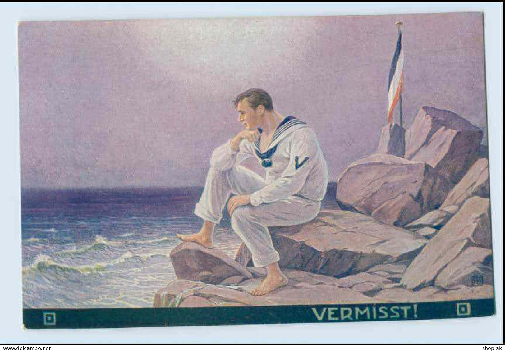 W0H12/ Vermisst! Marine 1. Weltkieg Künstler AK Ca.1915 - Guerra 1914-18