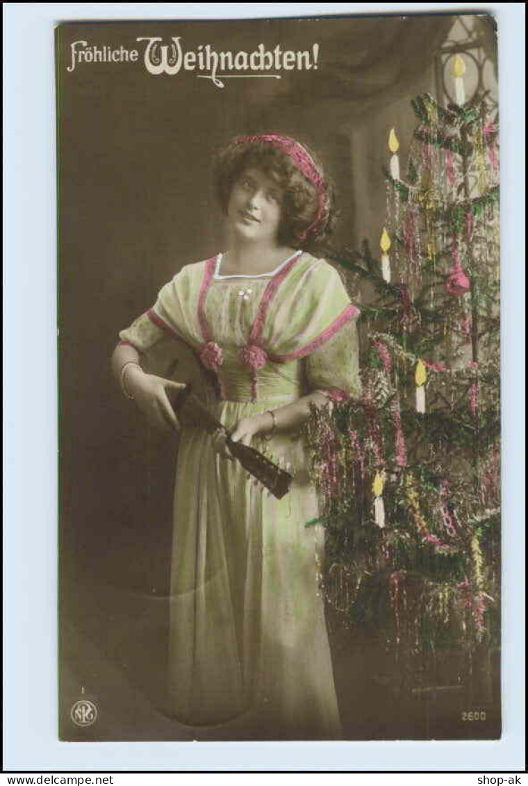 V0A00/ Weihnachten Junge Frau Mit Laute Foto AK 1911 - Other & Unclassified