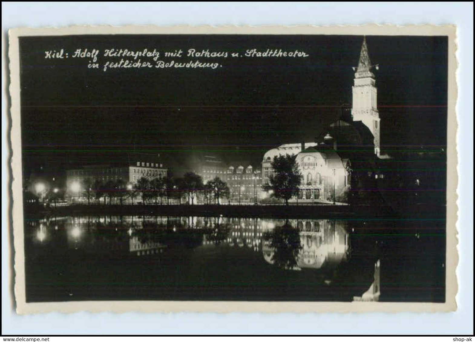 P3K43/ Kiel Adolf-H-Platz  Bei Nacht Foto AK Ca.1940 - Kiel