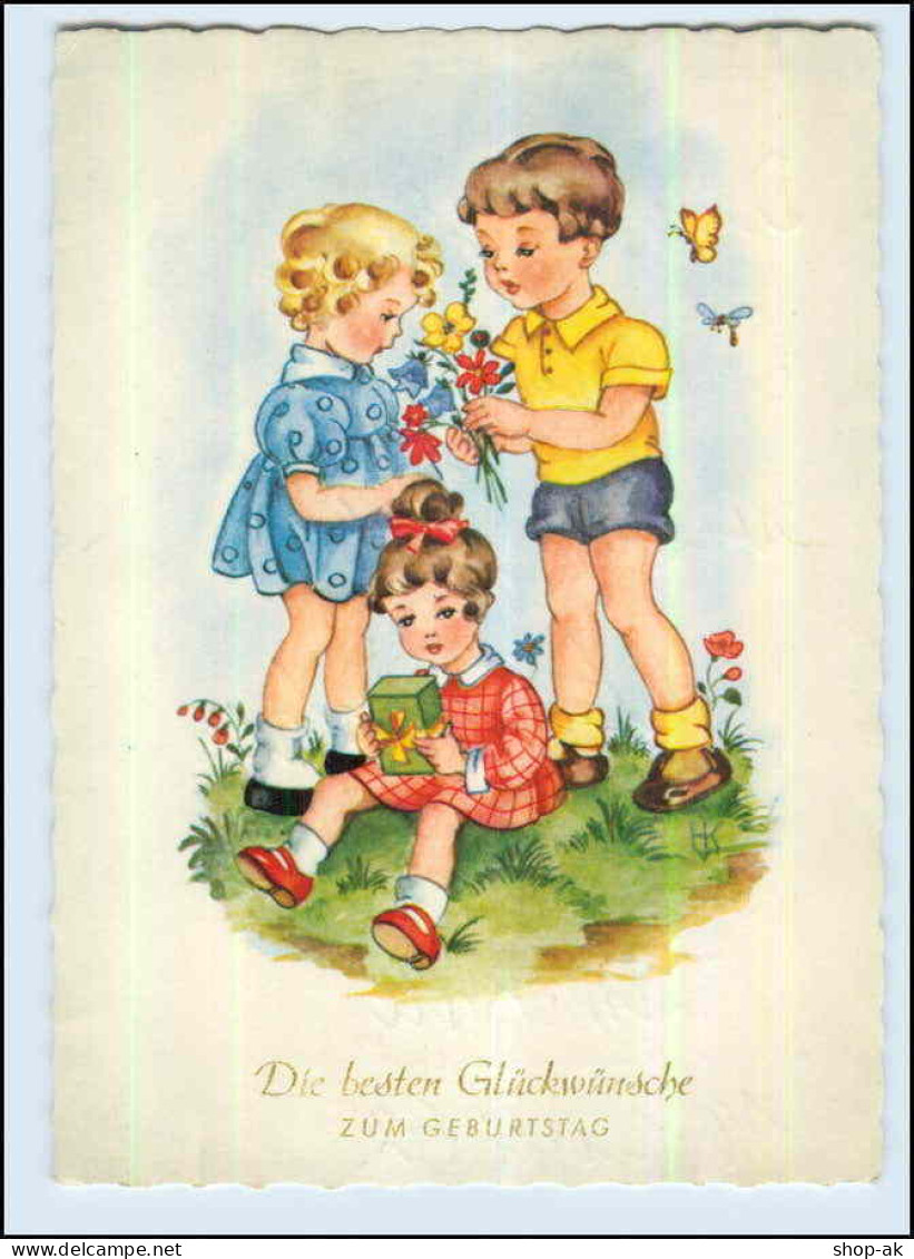 P3C37/ Geburtstag Kinder Mit Blumen 1962 AK - Compleanni