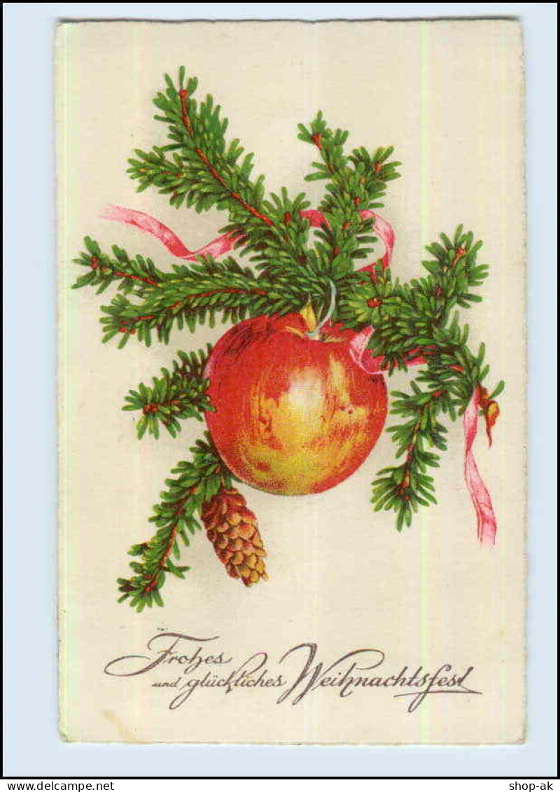 P3A76/ Weihnachten Tanne Mit Tannenzapfen Und Apfel 1940 Litho AK - Andere & Zonder Classificatie