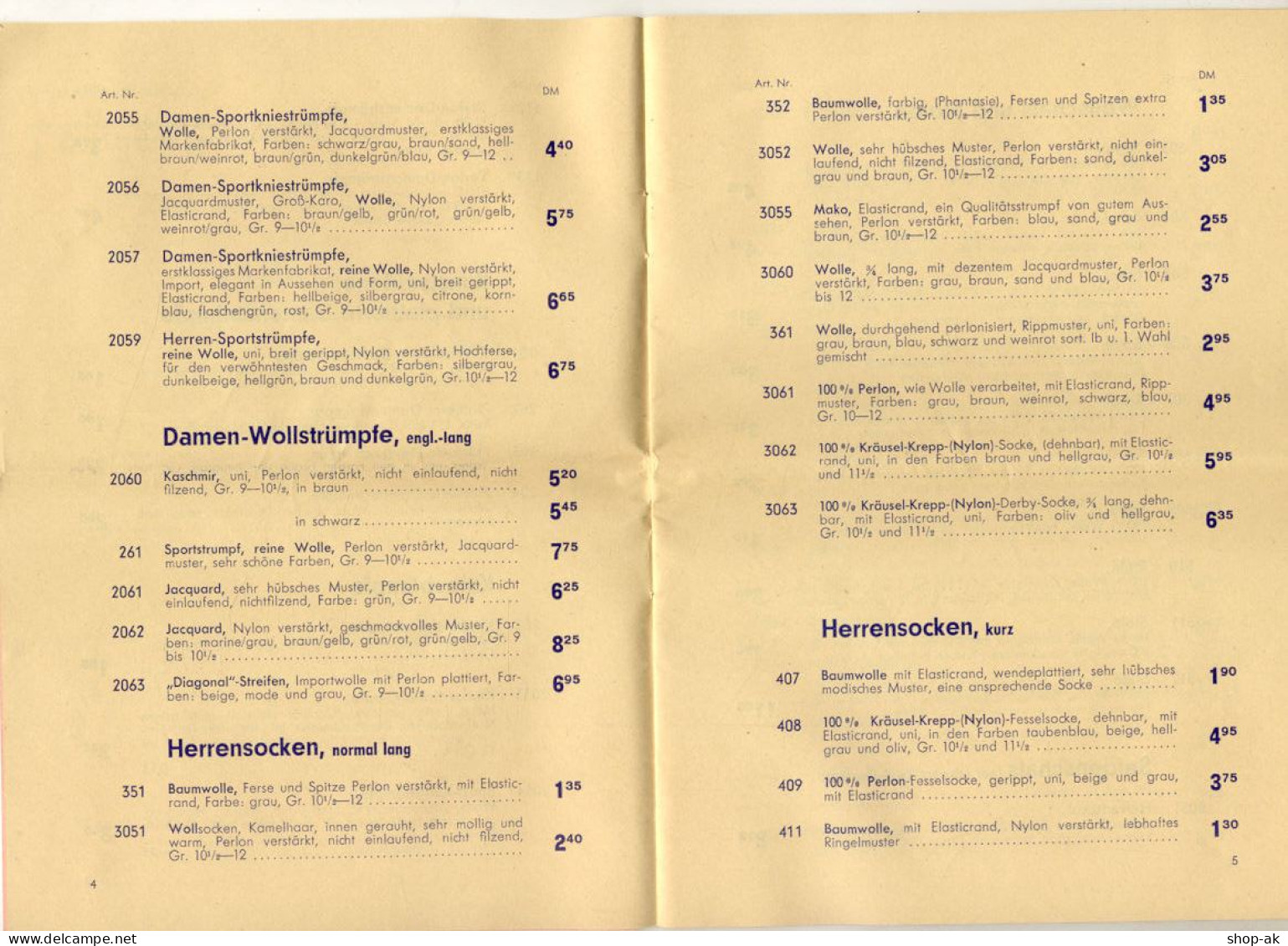 C170/ H. Pingel Hamburg Preisliste 1953 Kleidung Wäsche - Pubblicitari